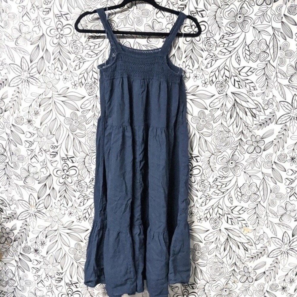 Universal Thread, Small, navy, tiered, ruffle midi dress.